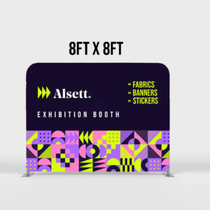Alsett 8ft x 8ft Straight Velcro Fabric Foldable Stand - Quick Setup, Portable, Premium Quality
